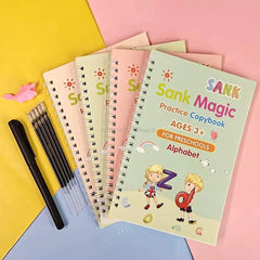 Sank Magic Practice Copybook (Set of 4) - Reusable Handwriting Workbook for Kids