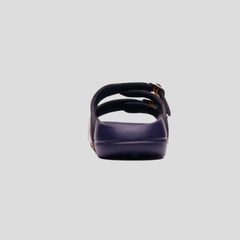 Z-045 | Men’s Dual Buckle Comfort Slide – Navy & Brown