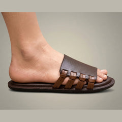 Z 015- Men’s Premium Leather Casual Slide – Chocolate Brown
