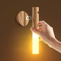 Smart LED Wooden Sensor Light: Rechargeable Magnetic Wall Sconce