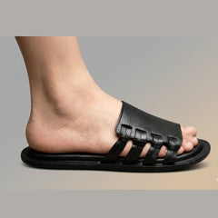 Z 015- Men’s Premium Leather Casual Slide – Black