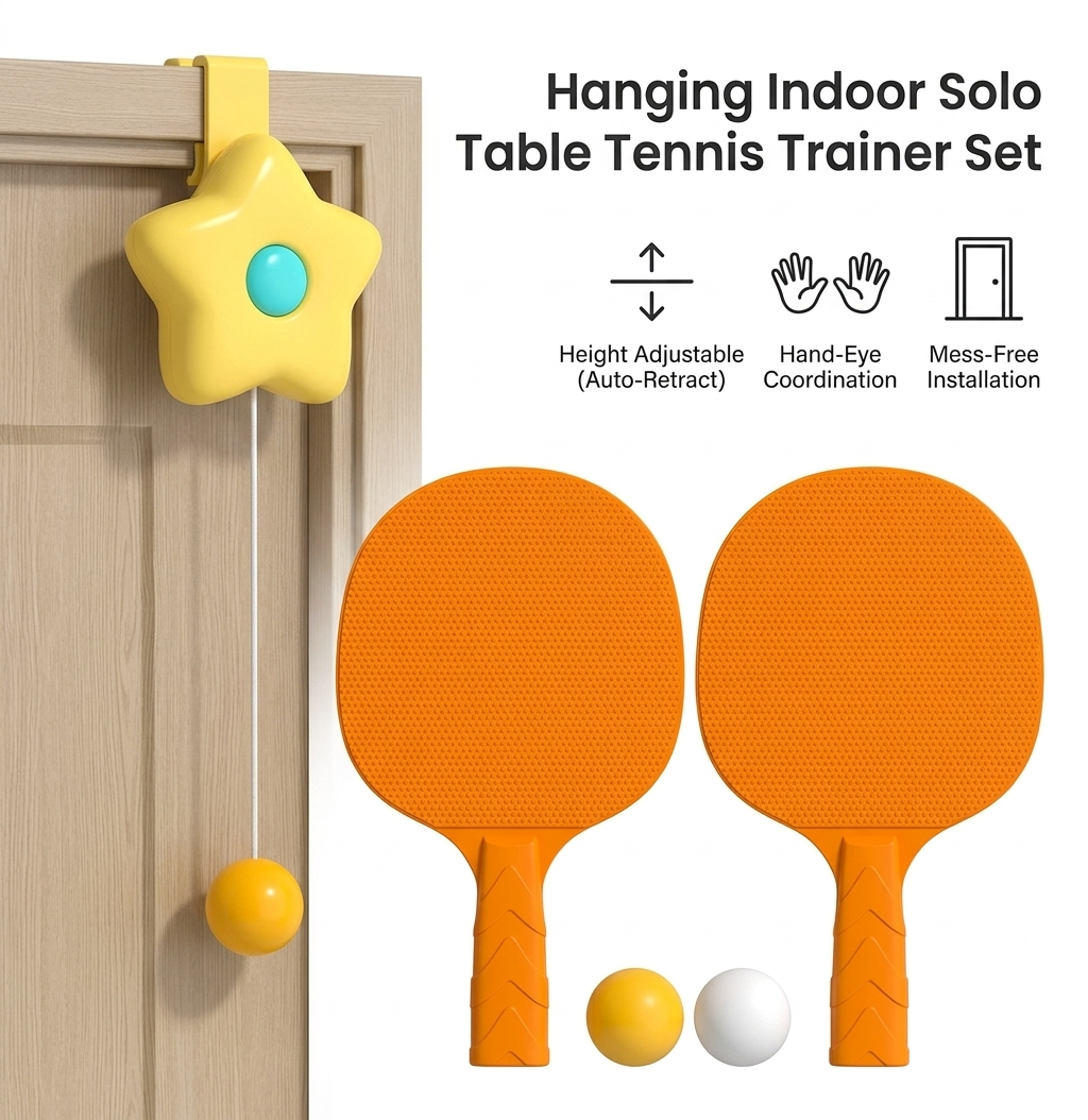 Hanging Ping Pong Trainer: Indoor Solo Table Tennis Game